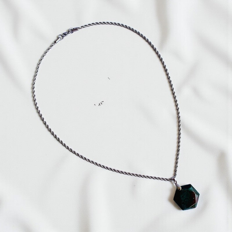 Indioan Agate Hexagon Men's Necklace | Indian Agate Stone - For Men| Includes: Necklace