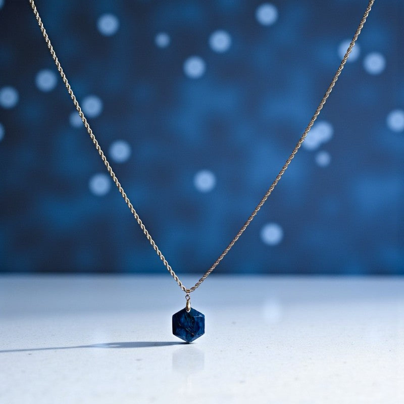 Sodalite Hexagon Men's Necklace | Sodalite Stone - For Men| Includes: Necklace