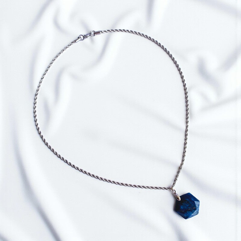 Sodalite Hexagon Men's Necklace | Sodalite Stone - For Men| Includes: Necklace