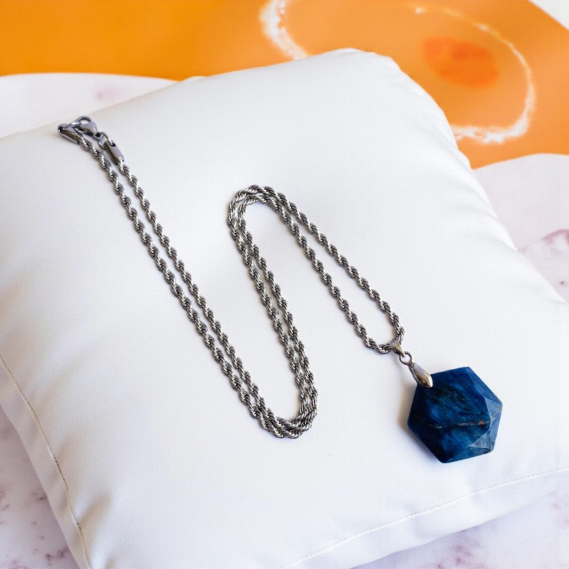 Sodalite Hexagon Men's Necklace | Sodalite Stone - For Men| Includes: Necklace