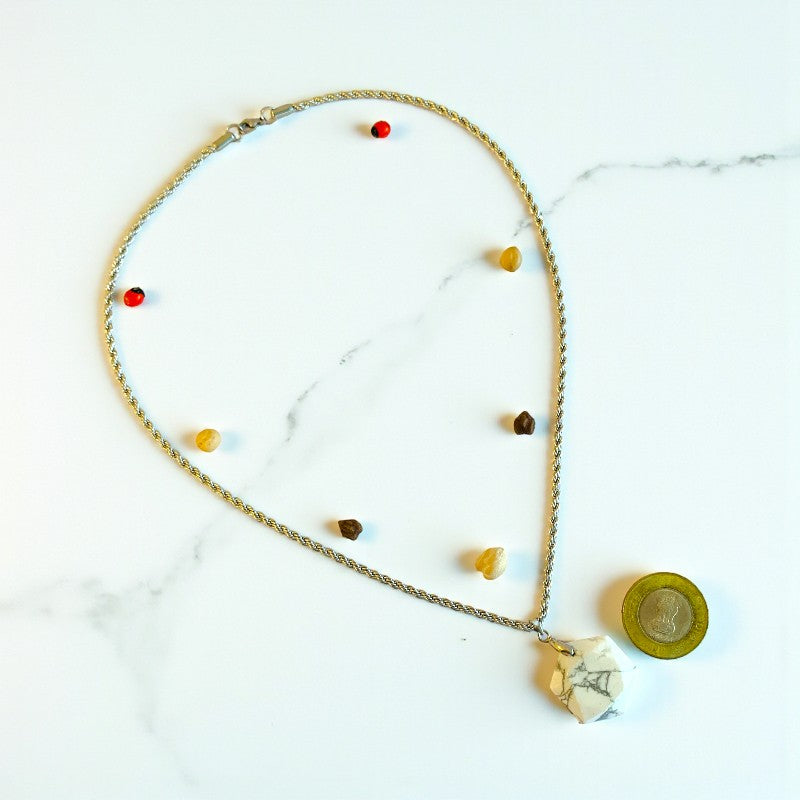 Howlite Hexagon Men's Necklace | Howlite Stone - For Men| Includes: Necklace