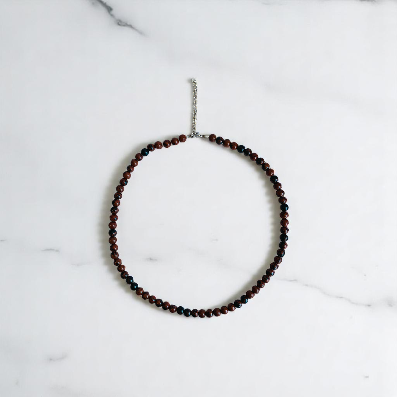 Rooted Strength Necklace | Mahogany Obsidian Stone | Unisex