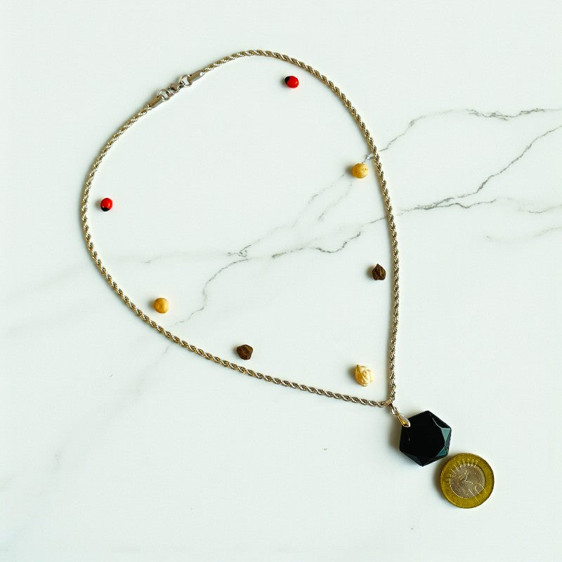 Obsidian Hexagon Men's Necklace | Obsidian Stone - For Men| Includes: Necklace