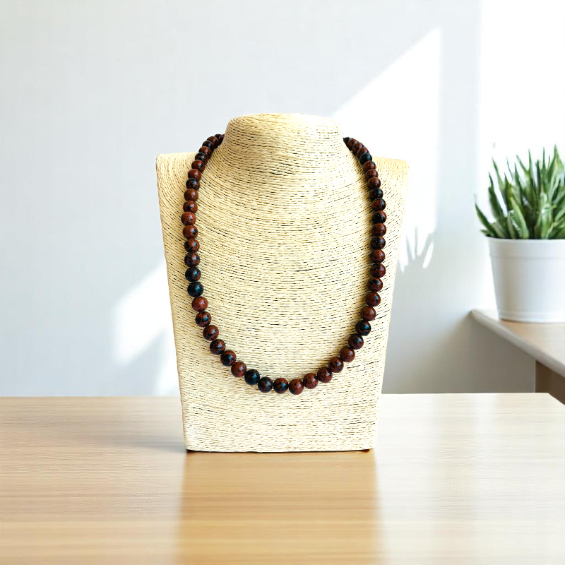 Rooted Strength Necklace | Mahogany Obsidian Stone | Unisex