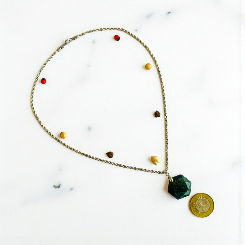 Indioan Agate Hexagon Men's Necklace | Indian Agate Stone - For Men| Includes: Necklace