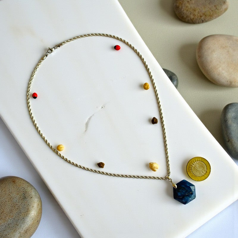 Sodalite Hexagon Men's Necklace | Sodalite Stone - For Men| Includes: Necklace