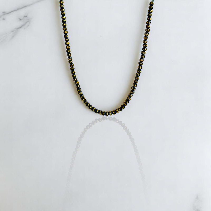 Sacred Shadow Necklace | Black Om Mani Stone | Unisex