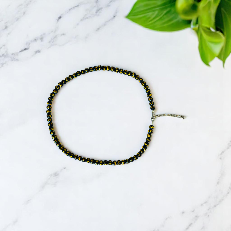 Sacred Shadow Necklace | Black Om Mani Stone | Unisex