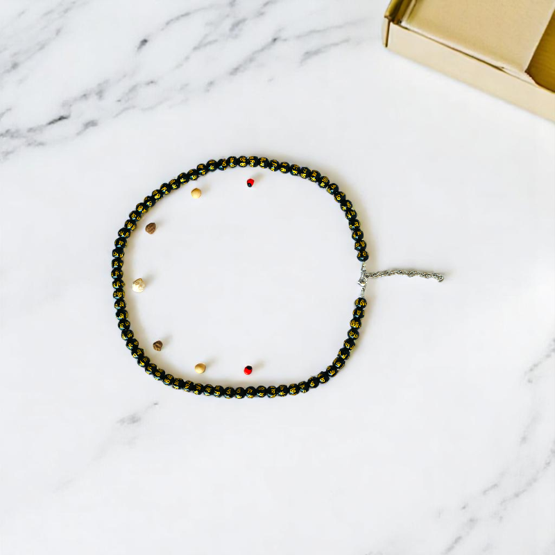 Sacred Shadow Necklace | Black Om Mani Stone | Unisex