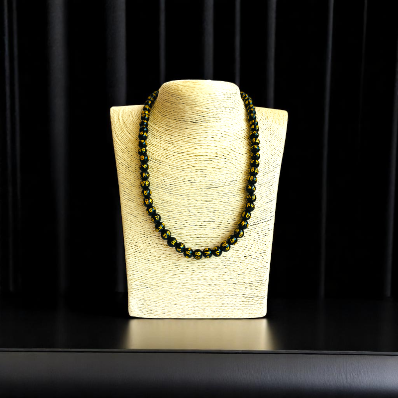 Sacred Shadow Necklace | Black Om Mani Stone | Unisex