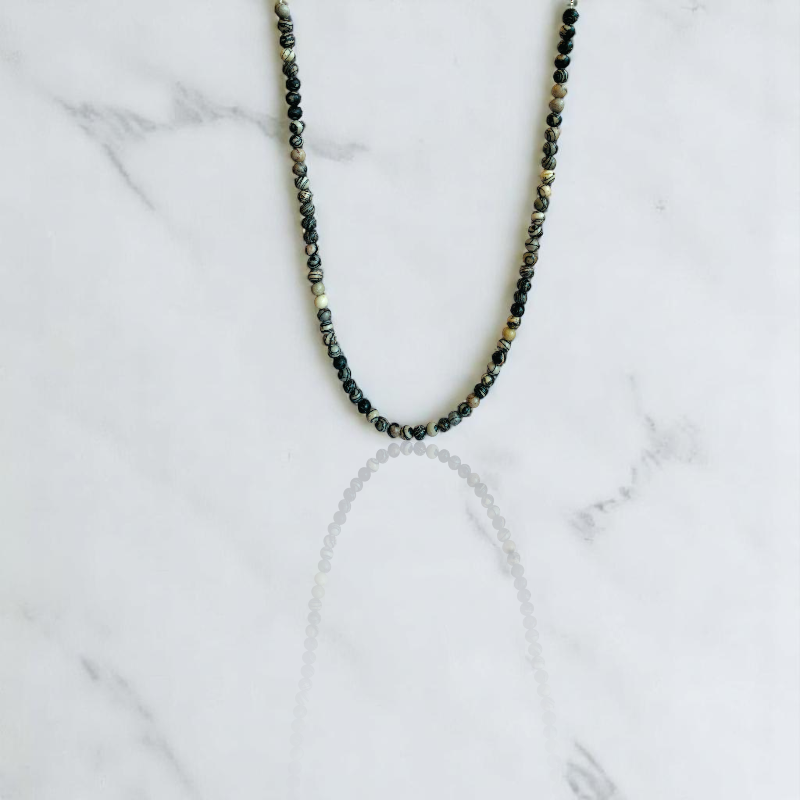 Spider Web Necklace | Spider Web Jasper Stone | Unisex