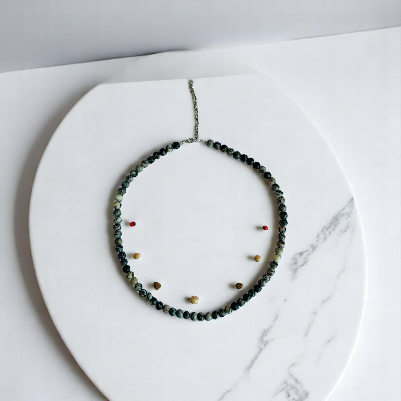 Spider Web Necklace | Spider Web Jasper Stone | Unisex