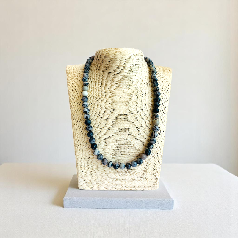 Spider Web Necklace | Spider Web Jasper Stone | Unisex