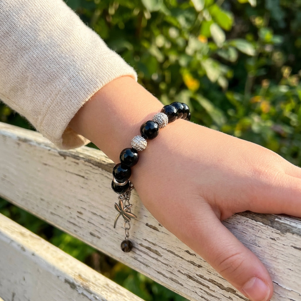 Shielding Obsidian Bracelet | Black Obsidian - For Kids Girls | Includes: Bracelet