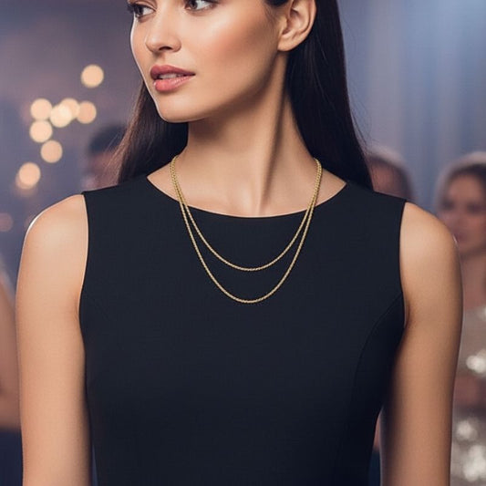 Long Layered Necklace | 18K PVD Gold Plated - For Women | Includes: Necklace