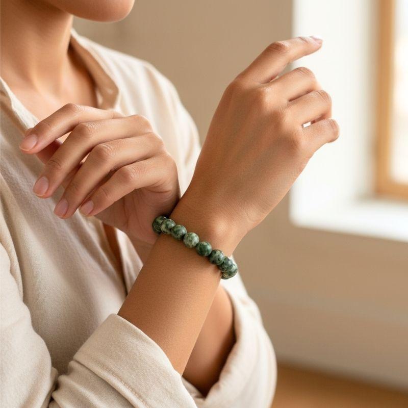 Luck Bracelet | Green Spot Agate - For Unisex | Includes: Bracelet