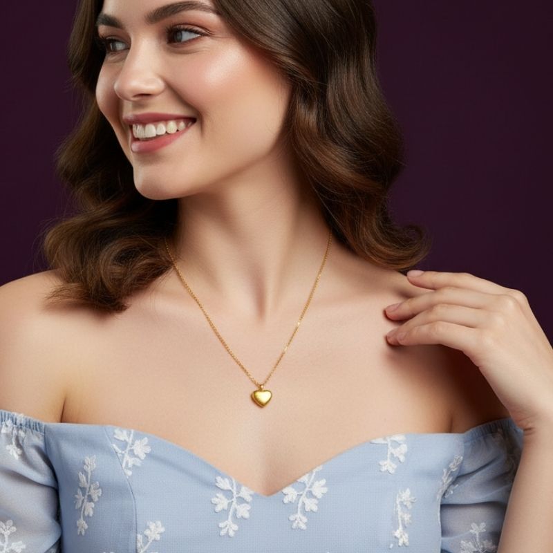 Love Heart Necklace | 18K PVD Gold Plated - For Women | Includes: Necklace