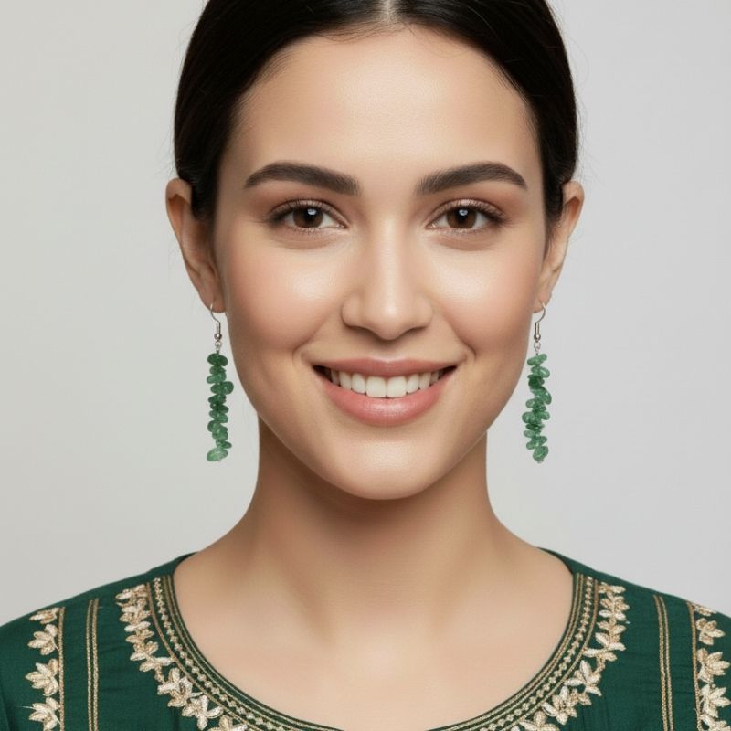 Lucky Aventurine Earrings | Aventurine Stone, Stainless Steel - For Women | Includes: Earrings