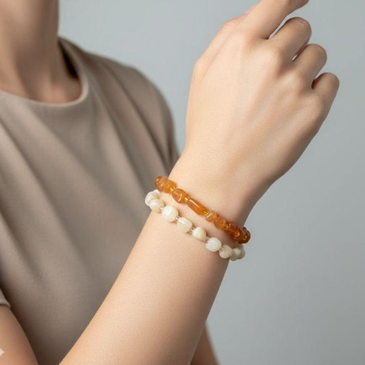 Lunar Glow | Genuine Moonstone - For Women | Includes: Bracelets (Set of 2)