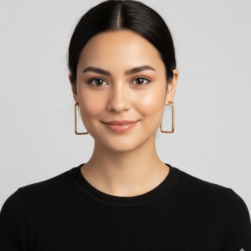Modern Square Earrings | PVD 18K Gold Plated, Stainless Steel - For Women | Includes: Earrings