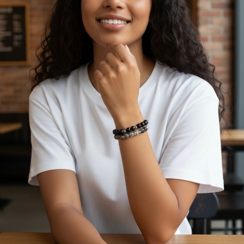 Mystic Bracelet Set | Black Obsidian & Dragon Vein - For Unisex | Includes: Bracelets (Set of 2)