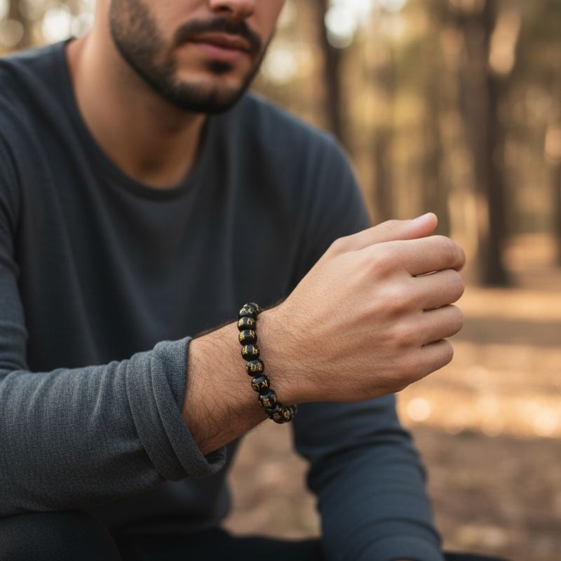 Mystic Bracelet | Black Om Mani - For Unisex | Includes: Bracelet