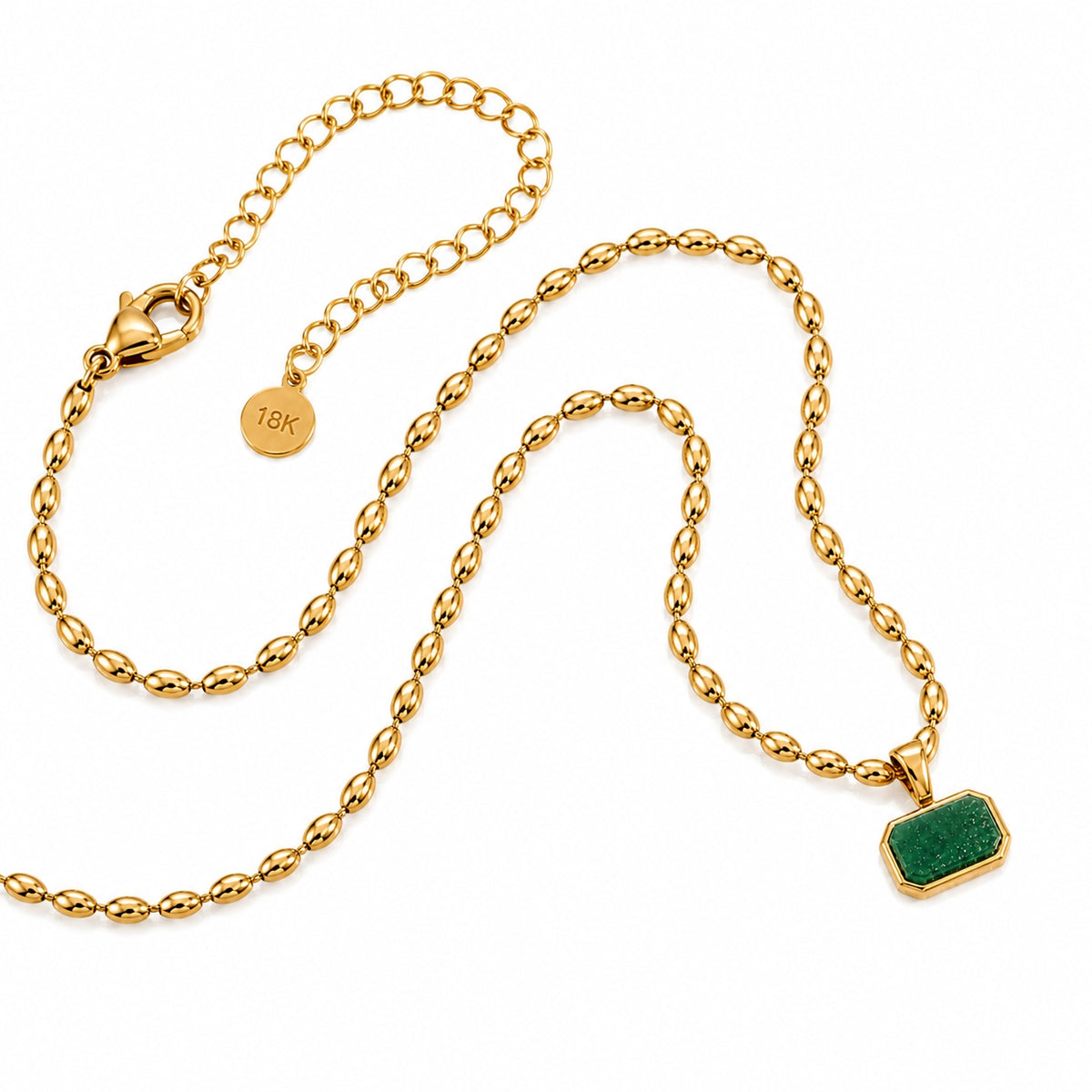 Verdant Deep Green RECTANGLE Necklace | Gold-Tone - For Women | Includes: Necklace