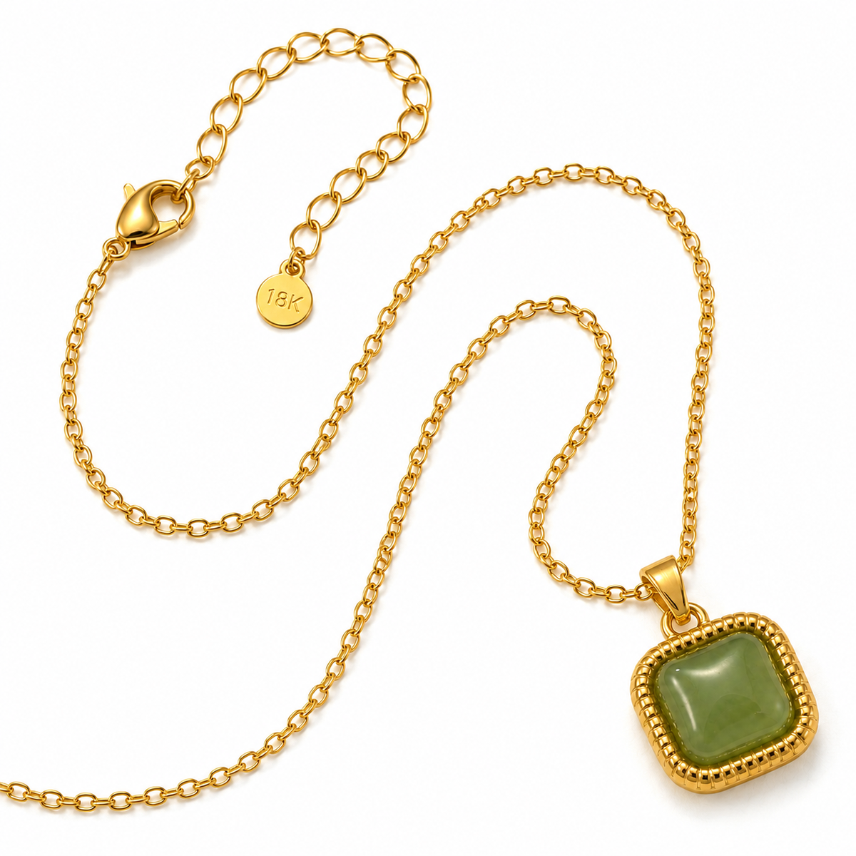 Olive Glow CUSHION Necklace | Gold-Tone - For Women | Includes: Necklace