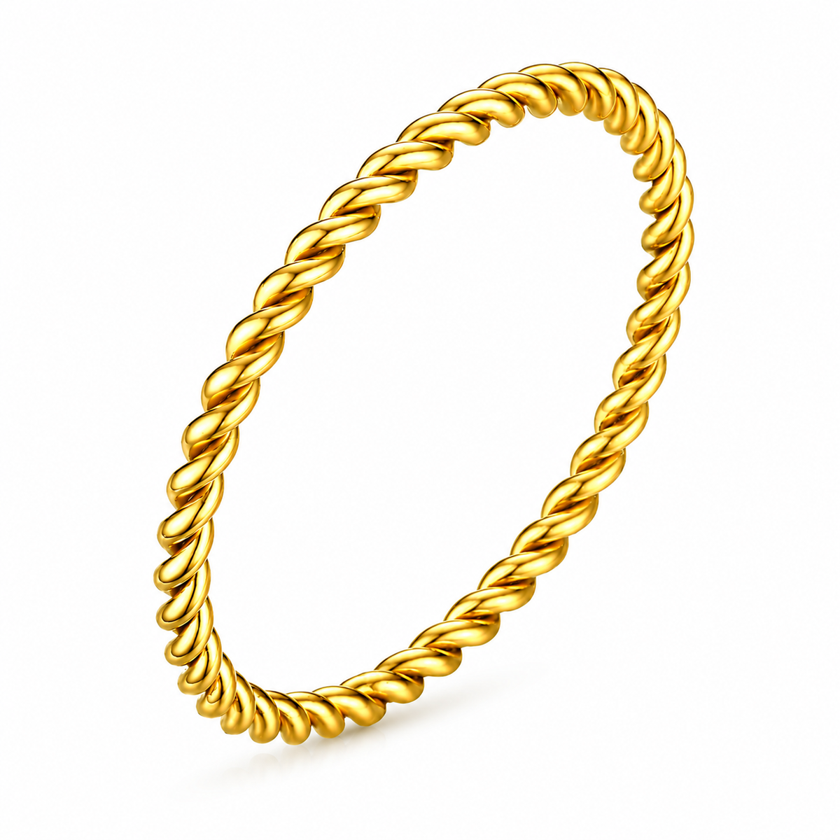 Twisted Rope Ultra Dainty Plain Golden Ring | 18K PVD Gold Plated- For Women | Includes: Ring
