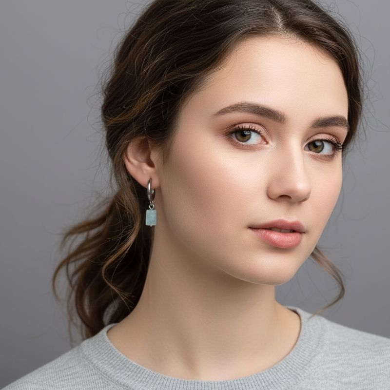 Ocean Drop Earrings | Natural Aquamarine - For Women | Includes: Earrings