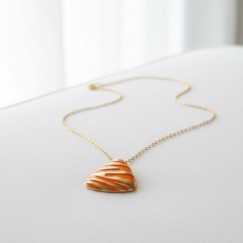 Orange Chunky Triangle Necklace | 18K PVD Gold Plated - For Women | Includes: Necklace