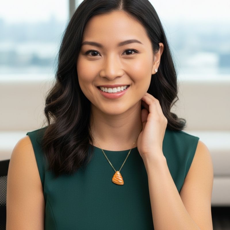 Orange Chunky Triangle Necklace | 18K PVD Gold Plated - For Women | Includes: Necklace