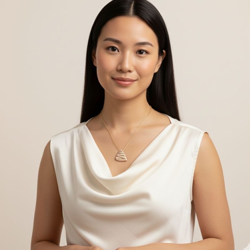 Pink Chunky Triangle Necklace | 18K PVD Gold Plated - For Women | Includes: Necklace