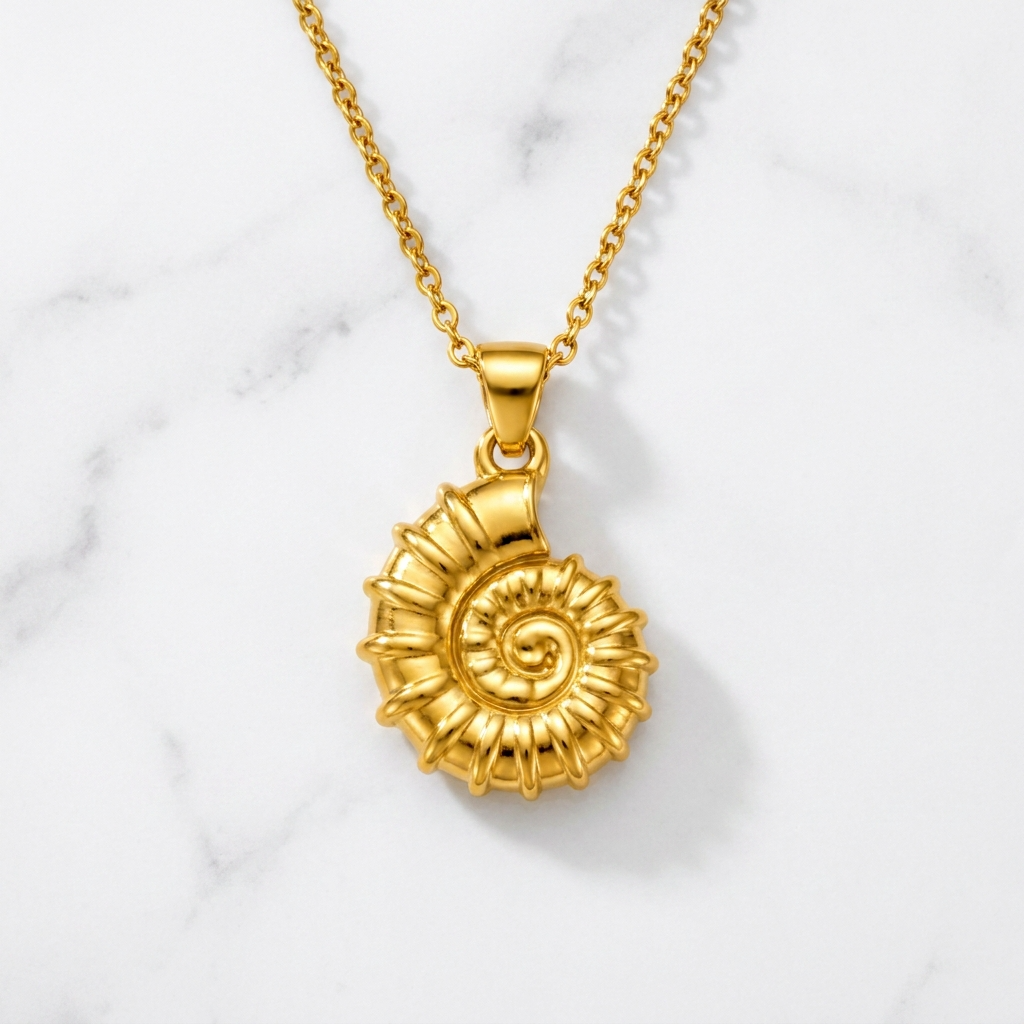 Coastal Spiral SHELL Necklace | Gold-Tone - For Women | Includes: Necklace