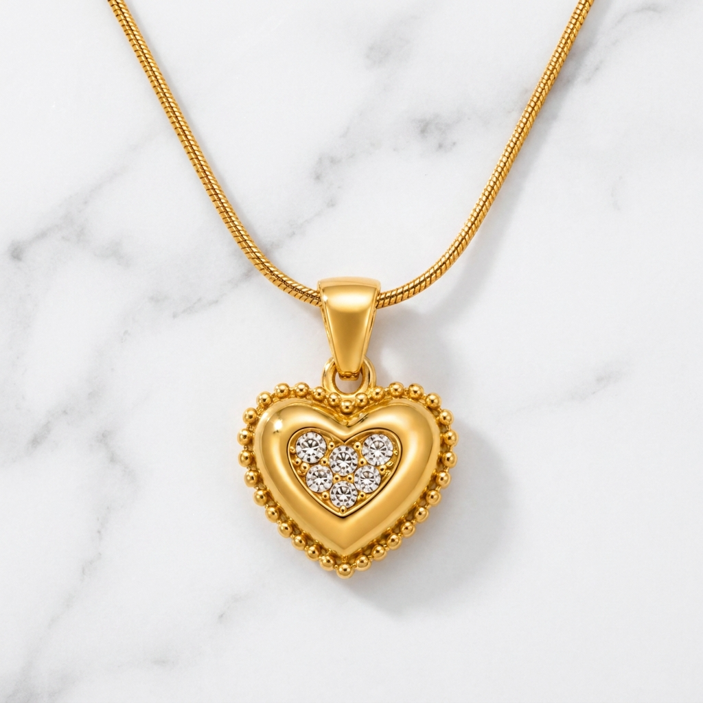 Cherish Beaded HEART CLUSTER Necklace | Gold-Tone - For Women | Includes: Necklace