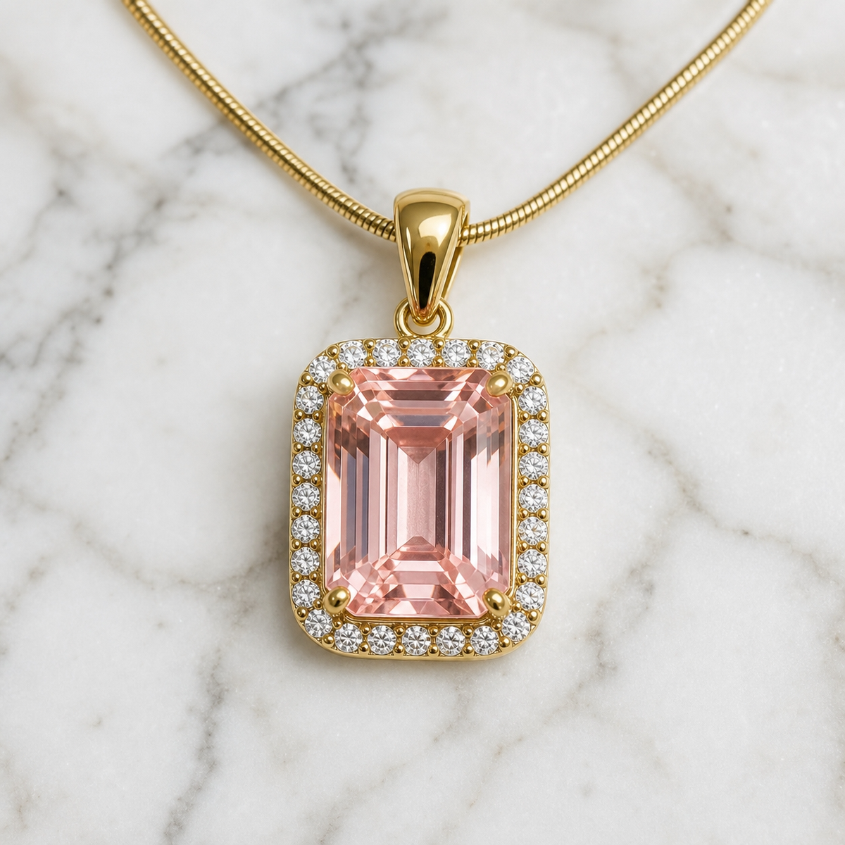 Grace Blush Pink HALO Necklace | Gold-Tone - For Women | Includes: Necklace