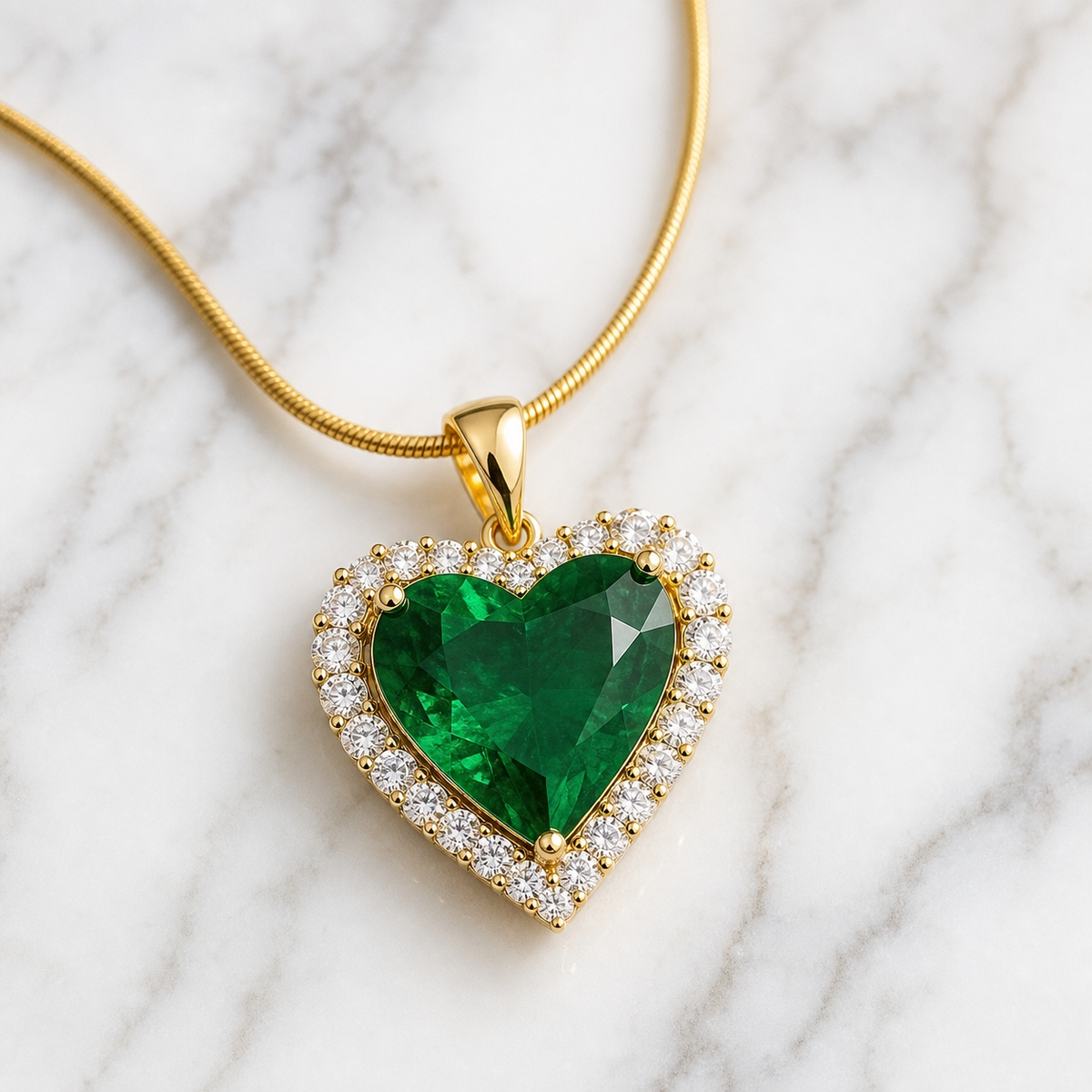 Enchanted Green HEART HALO Necklace | Gold-Tone - For Women | Includes: Necklace