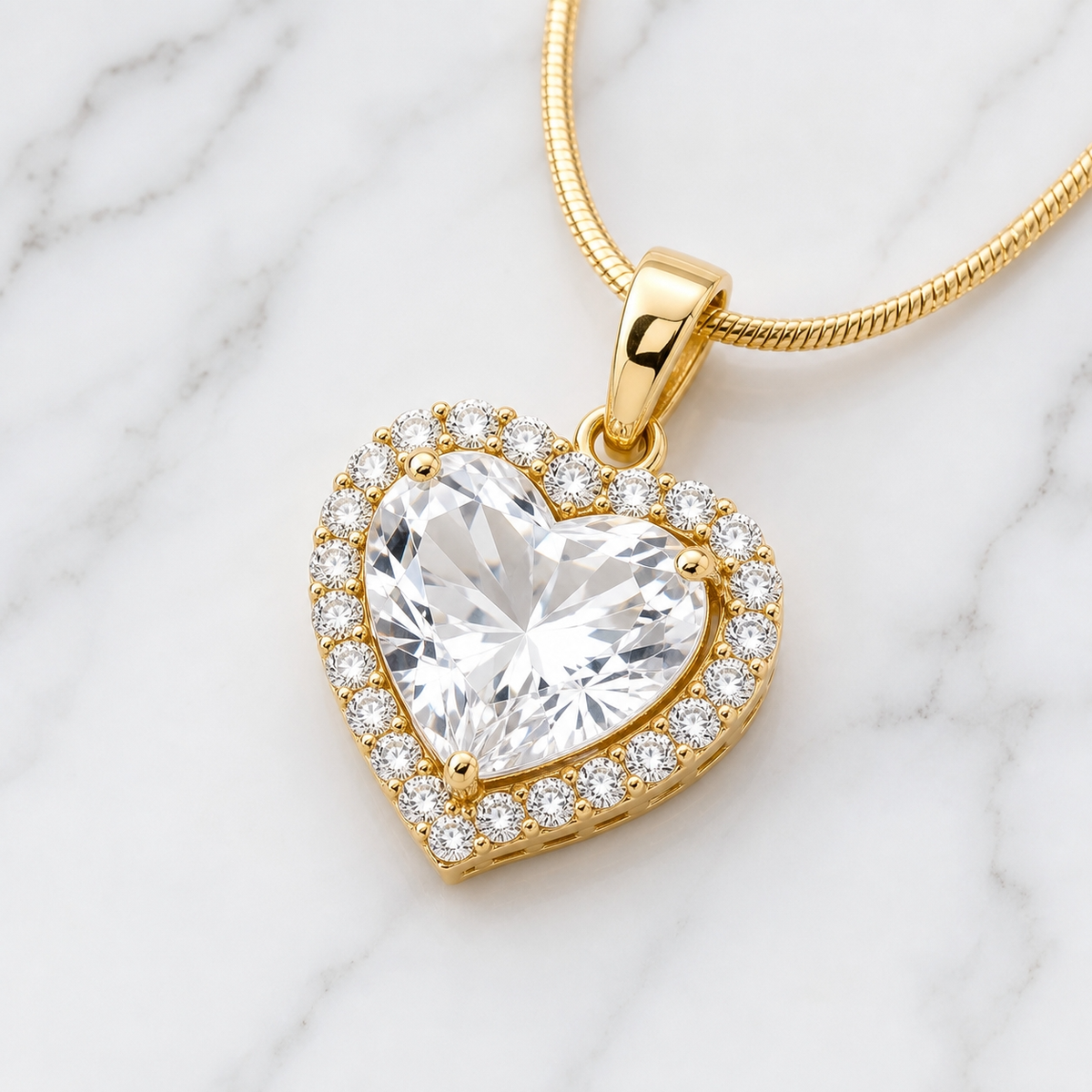 Devotion Clear Sparkle HEART HALO Necklace | Gold-Tone - For Women | Includes: Necklace