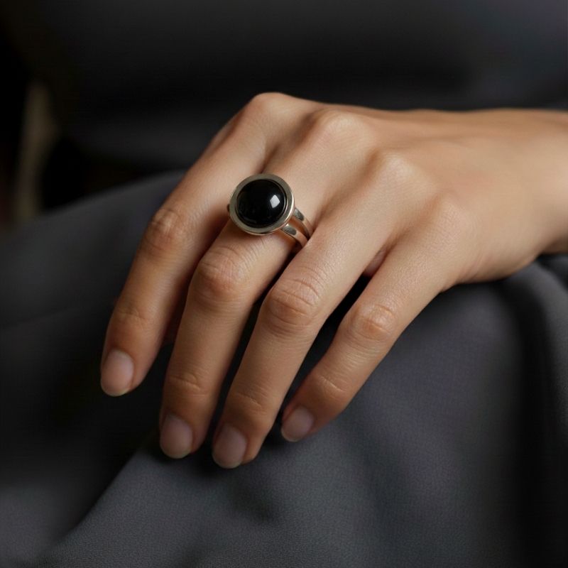 Protection Adjustable Ring | Black Obsidian - For Unisex | Includes: Ring