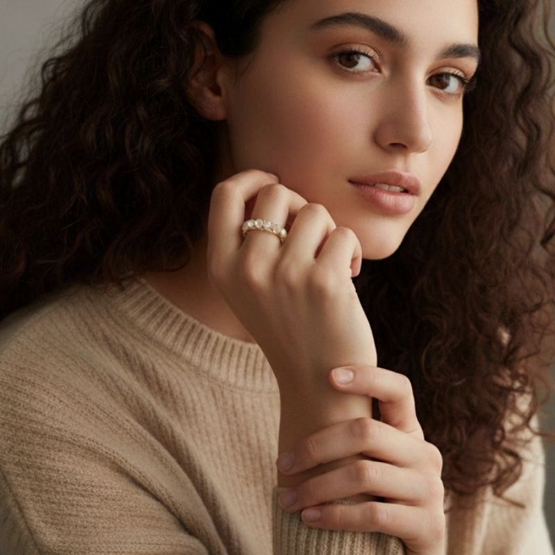 Pure Essence Adjustable Ring | Rock Quartz Stone & PVD Gold - For Women | Includes: Ring