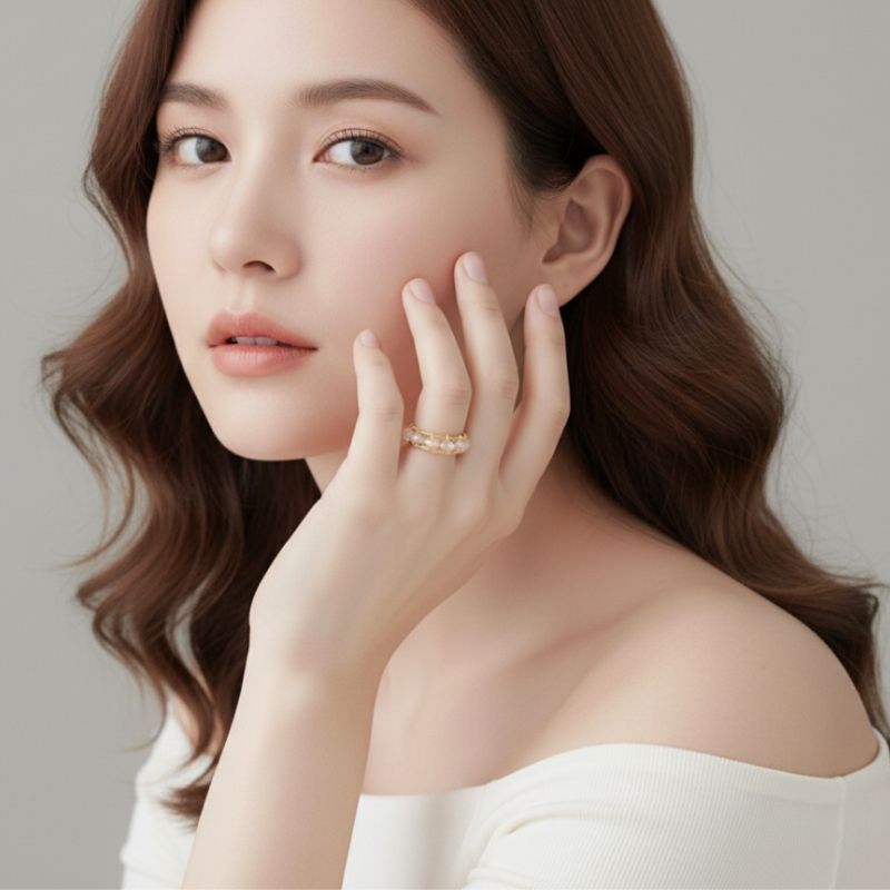 Pure Essence Adjustable Ring | Rock Quartz Stone & PVD Gold - For Women | Includes: Ring