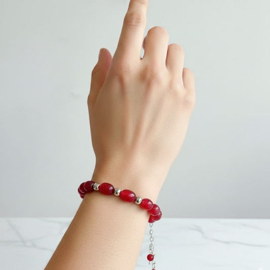 Redwood Silver Bracelet | Red Onyx & 925 Silver – For Women | Includes: Bracelet