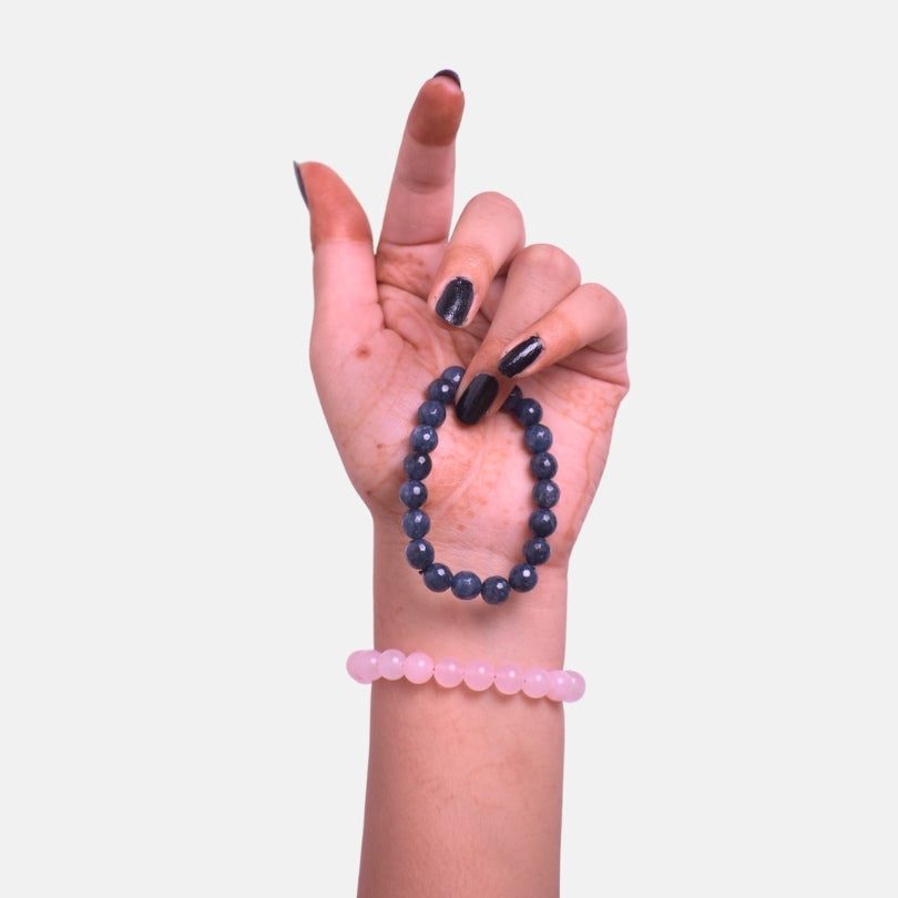 Double Grace Duo | Blue Jade & Rose Quartz Stones β For Women | Includes: Bracelet (Set of 2)