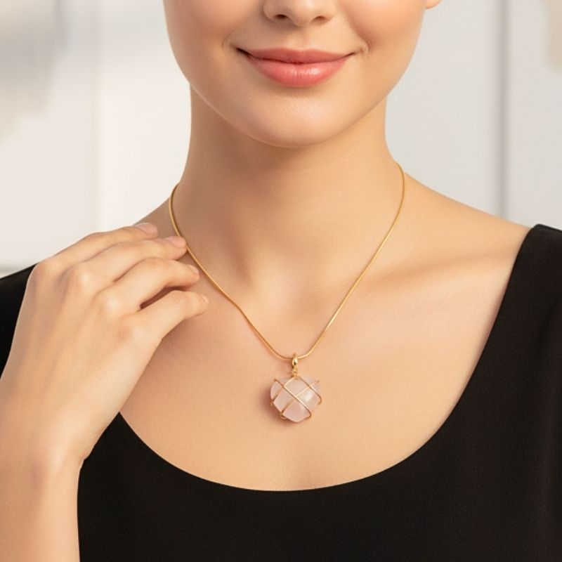 Rose Heart Necklace | 18K PVD Gold Plated - For Women | Includes: Necklace