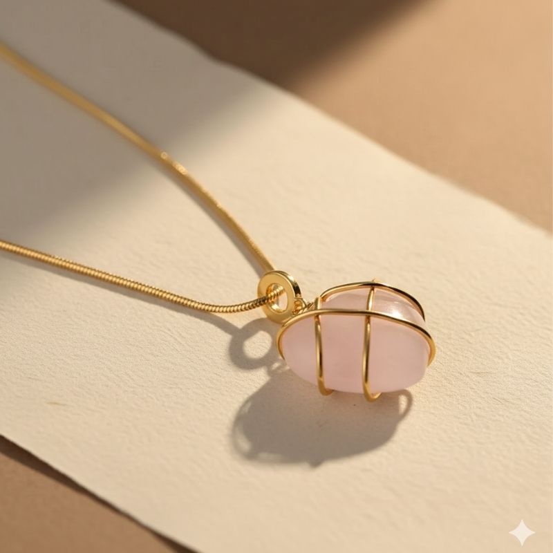Rose Heart Necklace | 18K PVD Gold Plated - For Women | Includes: Necklace