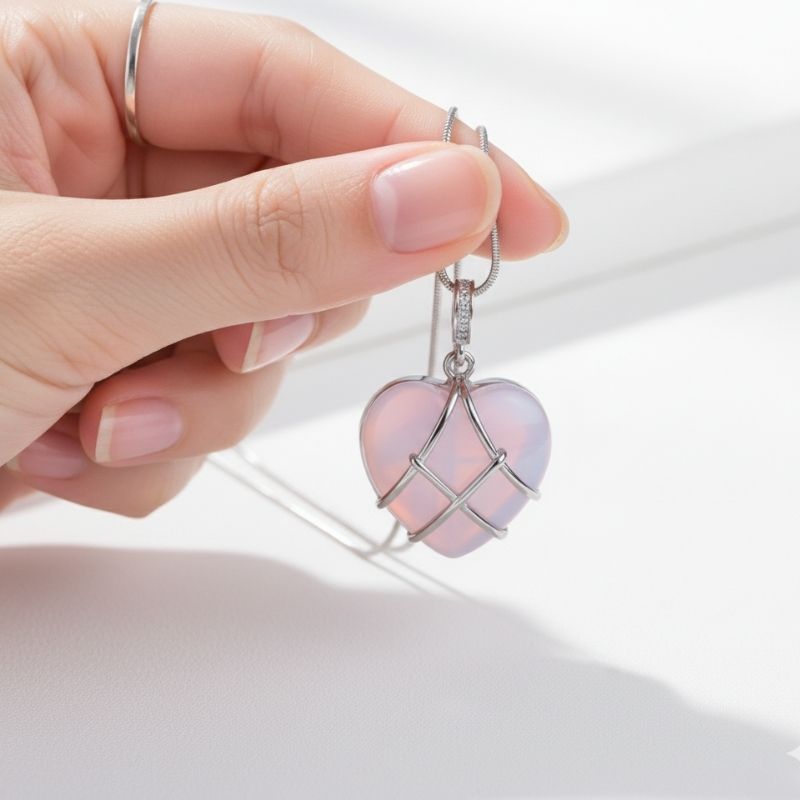 Rose Heart Necklace | Stainless Steel- For Women | Includes: Necklace