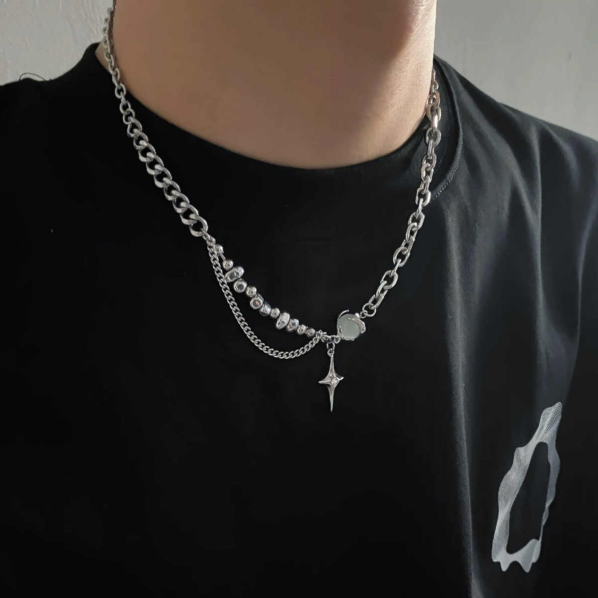 Stellar Edge Necklace | Silver PVD-Plated Charm | Unisex