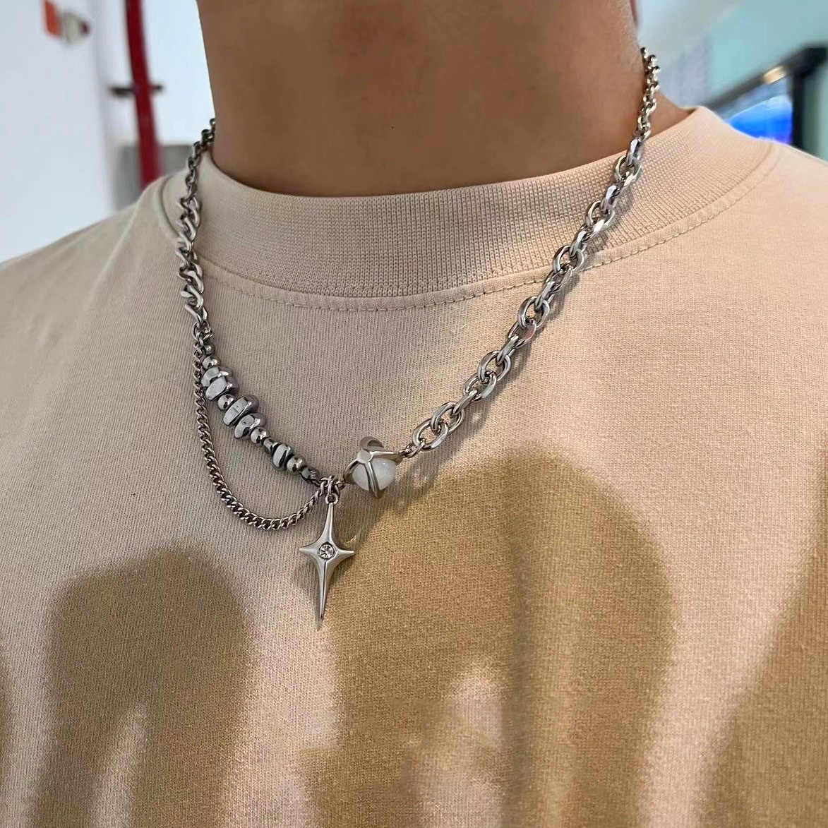 Stellar Edge Necklace | Silver PVD-Plated Charm | Unisex