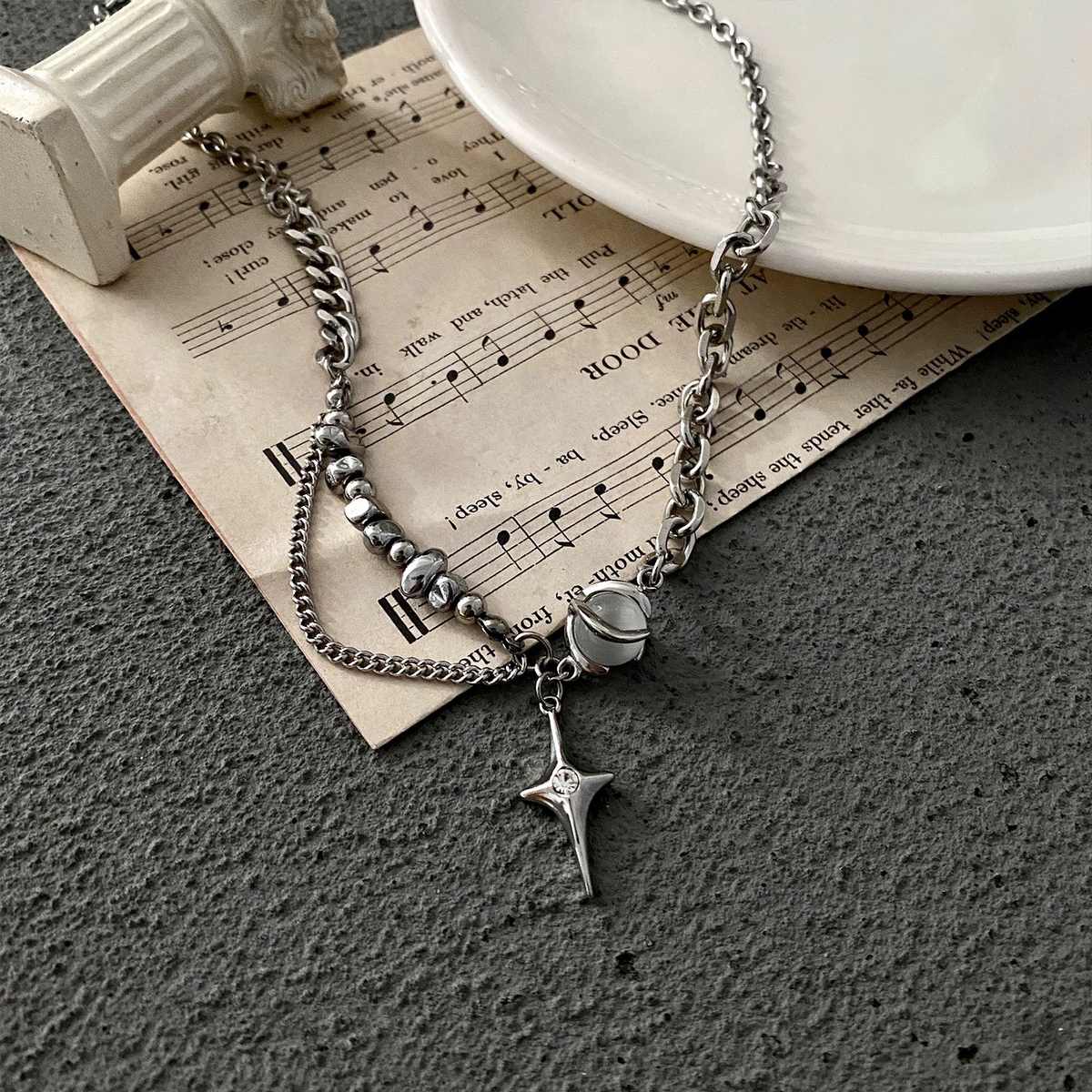 Stellar Edge Necklace | Silver PVD-Plated Charm | Unisex
