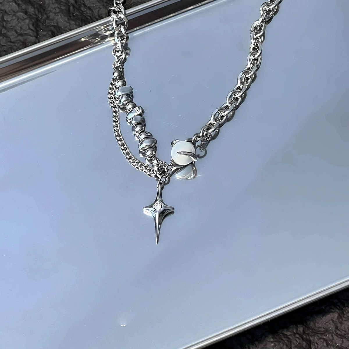 Stellar Edge Necklace | Silver PVD-Plated Charm | Unisex